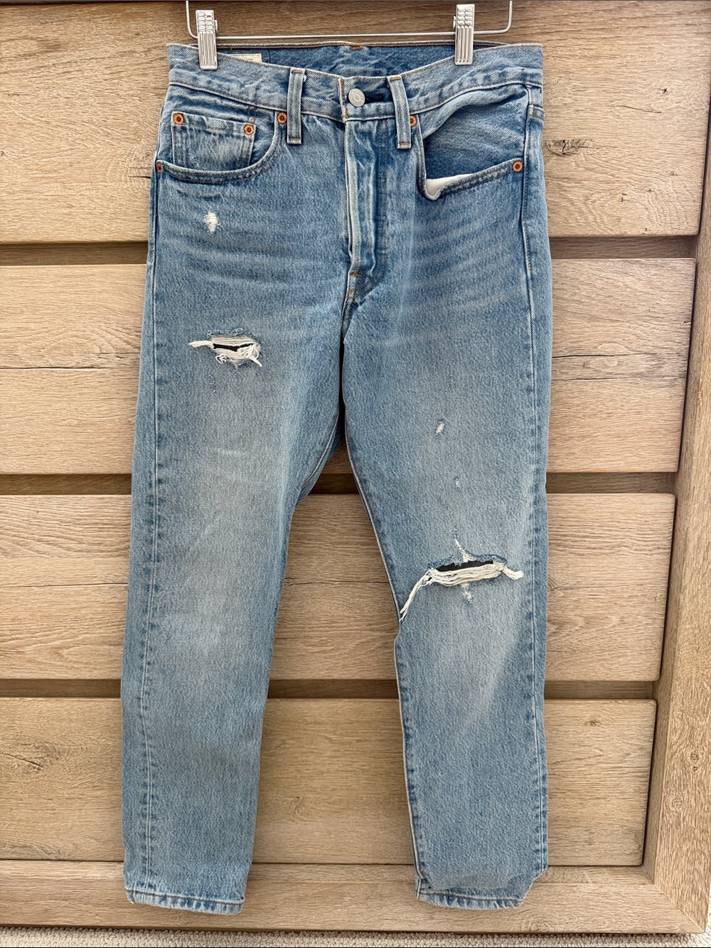 Levi's Light Blue Distressed Slim Straight Jeans